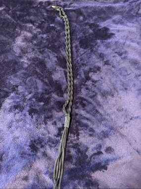 Braided Black Rope Necklace with Rhinestone Accent